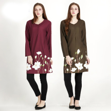 Premium-Qualität Polyester Digital gedruckt floral Frau Kleid Leinen muslim Abaya